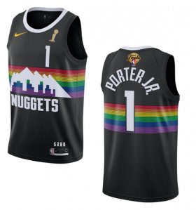 Wholesale Cheap Men\'s Denver Nuggets #1 Michael Porter Jr. Black 2023 Finals Champions City Edition Stitched Basketball Jersey