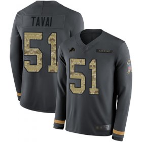 Wholesale Cheap Nike Lions #51 Jahlani Tavai Anthracite Salute to Service Men\'s Stitched NFL Limited Therma Long Sleeve Jersey