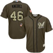 Wholesale Cheap Brewers #46 Corey Knebel Green Salute to Service Stitched Youth MLB Jersey