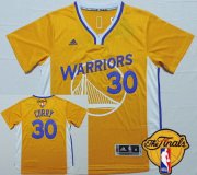 Wholesale Cheap Men's Golden State Warriors #30 Stephen Curry Revolution Yellow Short-Sleeved 2017 The NBA Finals Patch Jersey