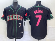 Wholesale Cheap Men's Mexico Baseball #7 Julio Urias Number 2023 Black Pink World Classic Stitched Jersey4