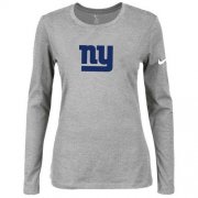 Wholesale Cheap Women's Nike New York Giants Of The City Long Sleeve Tri-Blend NFL T-Shirt Light Grey-2