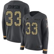 Wholesale Cheap Nike Lions #33 Kerryon Johnson Anthracite Salute to Service Women's Stitched NFL Limited Therma Long Sleeve Jersey