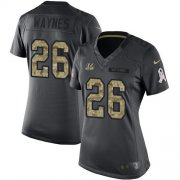 Wholesale Cheap Nike Bengals #26 Trae Waynes Black Women's Stitched NFL Limited 2016 Salute to Service Jersey