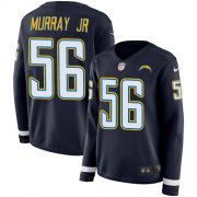 Wholesale Cheap Nike Chargers #56 Kenneth Murray Jr Navy Blue Team Color Women's Stitched NFL Limited Therma Long Sleeve Jersey