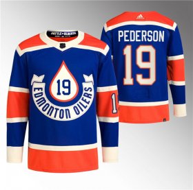 Cheap Men\'s Edmonton Oilers #19 Lane Pederson 2023 Royal Heritage Classic Primegreen Stitched Jersey