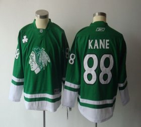 Wholesale Cheap Blackhawks #88 Patrick Kane Green St. Patty\'s Day Embroidered Youth NHL Jersey