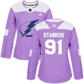 Wholesale Cheap Adidas Lightning #91 Steven Stamkos Purple Authentic Fights Cancer Women\'s Stitched NHL Jersey
