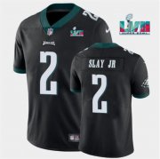 Wholesale Cheap Men's Philadelphia Eagles #2 Darius Slay JR Black Super Bowl LVII Patch Vapor Untouchable Limited Stitched Jersey