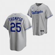 Cheap Men's Los Angeles Dodgers #25 Trayce Thompson Gray Cool Base Stitched Baseball Jersey