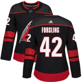 Wholesale Cheap Adidas Hurricanes #42 Gustav Forsling Black Alternate Authentic Women\'s Stitched NHL Jersey