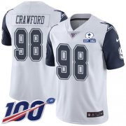 Wholesale Cheap Nike Cowboys #98 Tyrone Crawford White Men's Stitched With Established In 1960 Patch NFL Limited Rush 100th Season Jersey