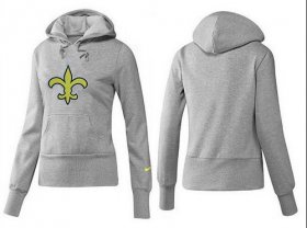 Wholesale Cheap Women\'s New Orleans Saints Logo Pullover Hoodie Grey