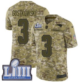 Wholesale Cheap Nike Patriots #3 Stephen Gostkowski Camo Super Bowl LIII Bound Men\'s Stitched NFL Limited 2018 Salute To Service Jersey