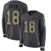 Wholesale Cheap Nike Bengals #18 A.J. Green Anthracite Salute to Service Women's Stitched NFL Limited Therma Long Sleeve Jersey
