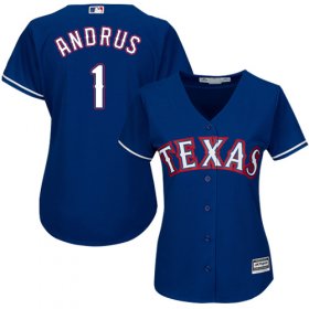 Wholesale Cheap Rangers #1 Elvis Andrus Blue Alternate Women\'s Stitched MLB Jersey
