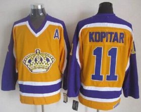 Wholesale Cheap Kings #11 Anze Kopitar Yellow CCM Throwback Stitched NHL Jersey