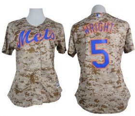 Wholesale Cheap Mets #5 David Wright Camo Women\'s Fashion Stitched MLB Jersey