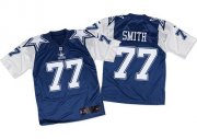 Wholesale Cheap Nike Cowboys #77 Tyron Smith Navy Blue/White Throwback Men's Stitched NFL Elite Jersey