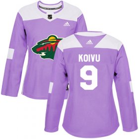 Wholesale Cheap Adidas Wild #9 Mikko Koivu Purple Authentic Fights Cancer Women\'s Stitched NHL Jersey