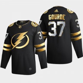 Cheap Tampa Bay Lightning #37 Yanni Gourde Men\'s Adidas Black Golden Edition Limited Stitched NHL Jersey
