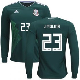 Wholesale Cheap Mexico #23 J.Molina Home Long Sleeves Soccer Country Jersey