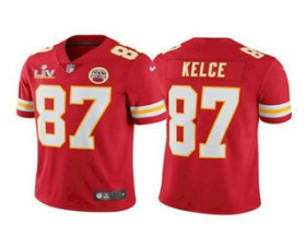 Wholesale Cheap Men\'s Kansas City Chiefs #87 Travis Kelce Red 2021 Super Bowl LV Vapor Untouchable Stitched Nike Limited NFL Jersey