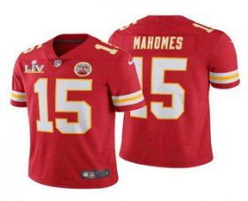 Wholesale Cheap Men\'s Kansas City Chiefs #15 Patrick Mahomes Red 2021 Super Bowl LV Vapor Untouchable Stitched Nike Limited NFL Jersey