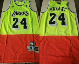 Wholesale Cheap Men\'s Los Angeles Lakers #24 Kobe Bryant Green Red Split Hardwood Classics Jersey