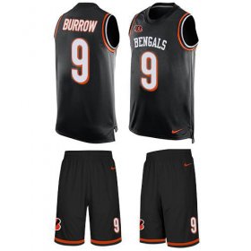 Wholesale Cheap Nike Bengals #9 Joe Burrow Black Team Color Men\'s Stitched NFL Limited Tank Top Suit Jersey