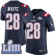 Wholesale Cheap Nike Patriots #28 James White Navy Blue Super Bowl LIII Bound Men's Stitched NFL Limited Rush Jersey
