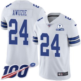 Wholesale Cheap Nike Cowboys #24 Chidobe Awuzie White Men\'s Stitched With Established In 1960 Patch NFL 100th Season Vapor Untouchable Limited Jersey