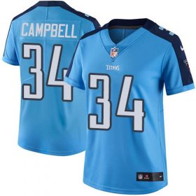 Wholesale Cheap Nike Titans #34 Earl Campbell Light Blue Women\'s Stitched NFL Limited Rush Jersey