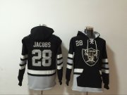 Wholesale Cheap Men's Las Vegas Raiders #28 Josh Jacobs NEW Black Pocket Stitched NFL Pullover Hoodie