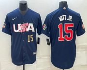 Cheap Men's USA Baseball #15 Bobby Witt Jr Number 2023 Navy World Baseball Classic Stitched Jersey