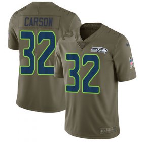 Wholesale Cheap Nike Seahawks #32 Chris Carson Olive Men\'s Stitched NFL Limited 2017 Salute To Service Jersey