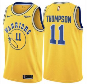 Wholesale Cheap Warriors 11 Klay Thompson Yellow Throwback Nike Swingman Jersey