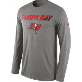 Wholesale Cheap Men\'s Tampa Bay Buccaneers Nike Heather Gray Legend Staff Practice Long Sleeves Performance T-Shirt