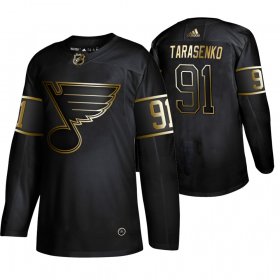 Wholesale Cheap Adidas Blues #91 Vladimir Tarasenko Men\'s 2019 Black Golden Edition Authentic Stitched NHL Jersey