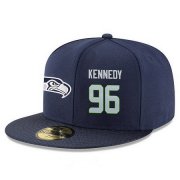 Wholesale Cheap Seattle Seahawks #96 Cortez Kennedy Snapback Cap NFL Player Navy Blue with Gray Number Stitched Hat