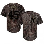 Wholesale Cheap Yankees #45 Gerrit Cole Camo Realtree Collection Cool Base Stitched Youth MLB Jersey