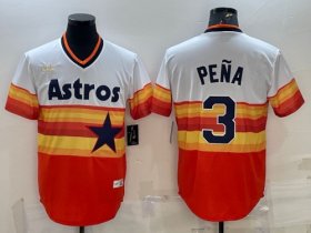 Wholesale Cheap Men\'s Houston Astros #3 Jeremy Pena Orange Rainbow Cool Base Stitched Jersey