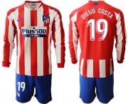 Wholesale Cheap Atletico Madrid #19 Diego Costa Home Long Sleeves Soccer Club Jersey