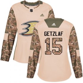 Wholesale Cheap Adidas Ducks #15 Ryan Getzlaf Camo Authentic 2017 Veterans Day Women\'s Stitched NHL Jersey