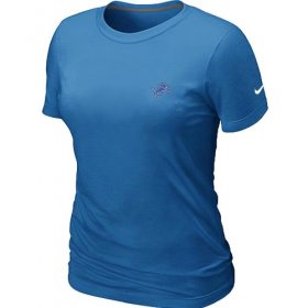 Wholesale Cheap Women\'s Nike Detroit Lions Chest Embroidered Logo T-Shirt Light Blue