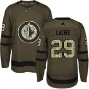 Wholesale Cheap Adidas Jets #29 Patrik Laine Green Salute to Service Stitched Youth NHL Jersey