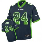 Wholesale Cheap Nike Seahawks #24 Marshawn Lynch Steel Blue Team Color Men's Stitched NFL Elite Drift Fashion Jersey