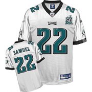 Wholesale Cheap Eagles Asante Samuel #22 White Stitched Team 50TH Anniversary Patch NFL Jersey