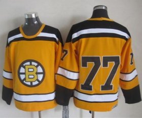 Wholesale Cheap Bruins #77 Ray Bourque Yellow CCM Throwback Stitched NHL Jersey