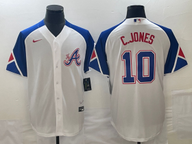 Cheap Men\'s Atlanta Braves #10 Chipper Jones White 2023 City Connect Cool Base Stitched Jersey